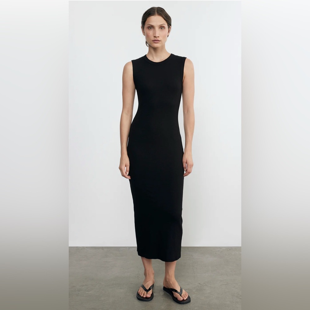 Enza Costa - Black Textured Knit Sleeveless Maxi Dress– Size M